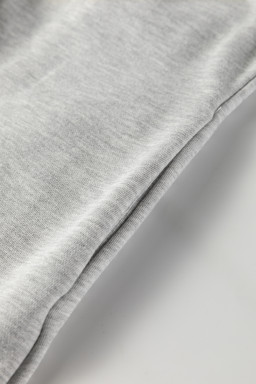 Light Grey Striped Trim V Neck Long Sleeve Preppy T Shirt Dress