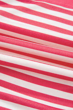 Pink Stripe Color Block Patchwork Drop Shoulder Long Sleeve Tunic Top