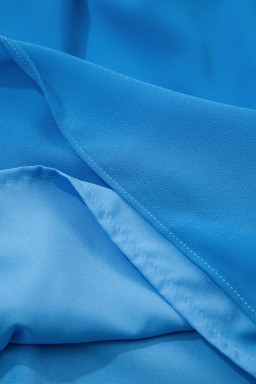 Blue Half Buttons Collared Elastic Waist Sleeveless Shirt Dress