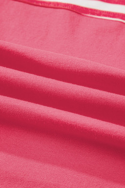 Pink Stripe Color Block Patchwork Drop Shoulder Long Sleeve Tunic Top