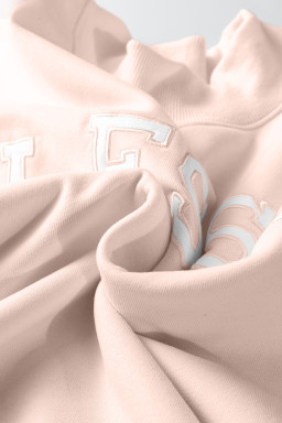 Light Pink Oversize Blessed Embroidered Mock Neck Sweatshirt