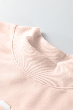 Light Pink Oversize Blessed Embroidered Mock Neck Sweatshirt