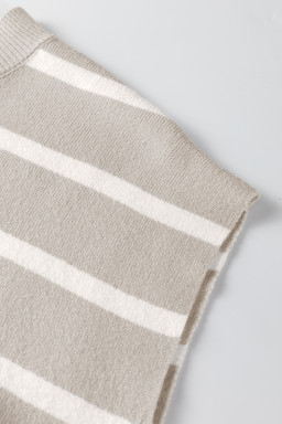 Parchment Side Slits Crewneck Short Sleeve Sweater Tee