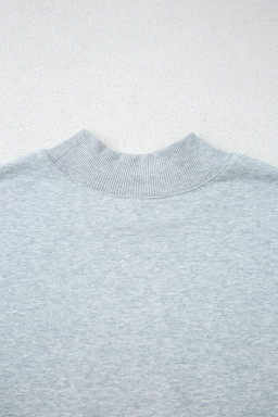 Gray Solid Color Oversized Mock Neck Sweatshirt