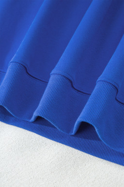 Dark Blue Solid Color Oversized Mock Neck Sweatshirt