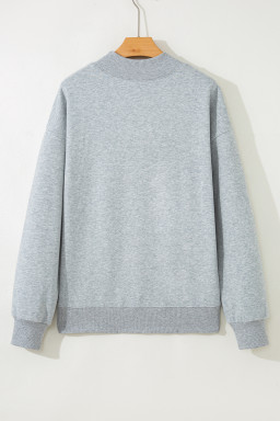 Gray Solid Color Oversized Mock Neck Sweatshirt