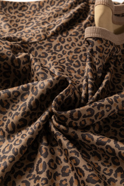 Khaki Fierce Leopard Crew Neck T Shirt