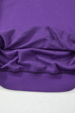 Tillandsia Purple Solid Color Oversized Mock Neck Sweatshirt