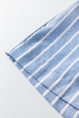 Sky Blue Stripe Buttoned Detail Loose Casual Pants