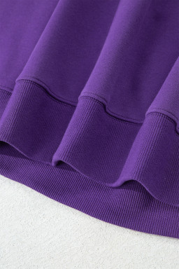 Tillandsia Purple Solid Color Oversized Mock Neck Sweatshirt