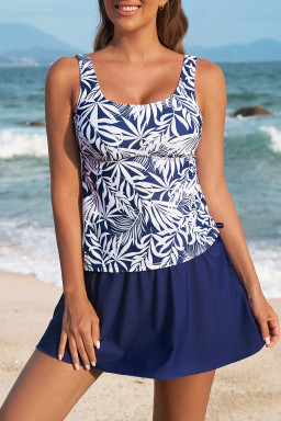 Blue Scoop Neck Adjustable Tankini and Matching Skort Bathing Suit