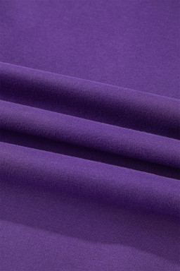 Tillandsia Purple Solid Color Oversized Mock Neck Sweatshirt