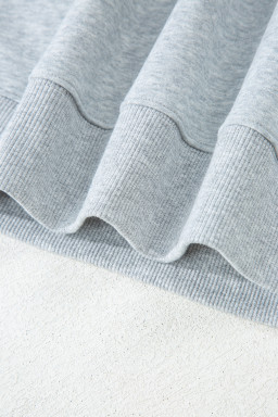 Gray Solid Color Oversized Mock Neck Sweatshirt