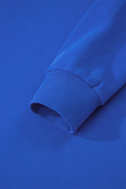 Dark Blue Solid Color Oversized Mock Neck Sweatshirt