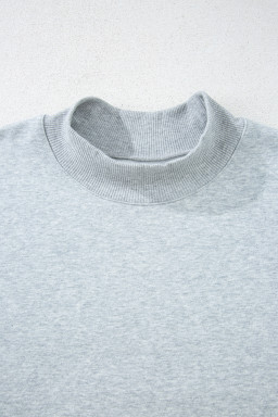 Gray Solid Color Oversized Mock Neck Sweatshirt