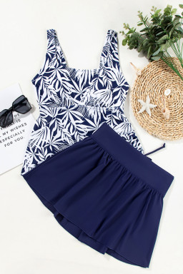 Blue Scoop Neck Adjustable Tankini and Matching Skort Bathing Suit