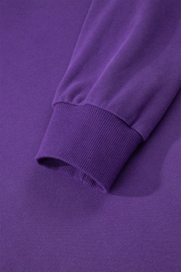 Tillandsia Purple Solid Color Oversized Mock Neck Sweatshirt