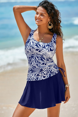Blue Scoop Neck Adjustable Tankini and Matching Skort Bathing Suit