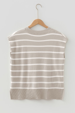 Parchment Side Slits Crewneck Short Sleeve Sweater Tee