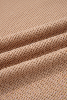 Green Plus Mixed Texture Color Block Patchwork V Neck Long Sleeve Top