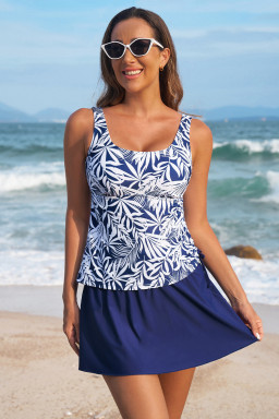 Blue Scoop Neck Adjustable Tankini and Matching Skort Bathing Suit