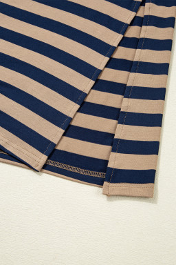 Casual Stripe Print V Neck Maxi Dress with Side Splits