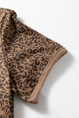 Khaki Fierce Leopard Crew Neck T Shirt