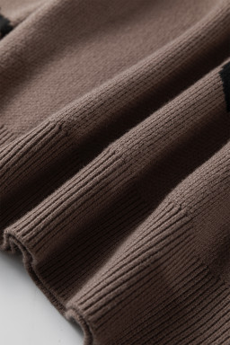 Camel Asymmetric Leopard Print Detail Drop Shoulder Sweater