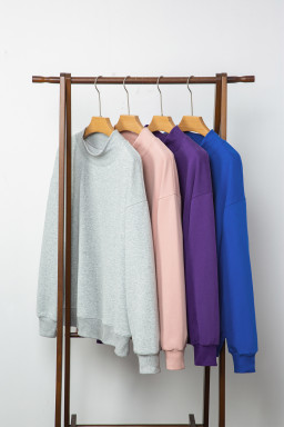 Tillandsia Purple Solid Color Oversized Mock Neck Sweatshirt