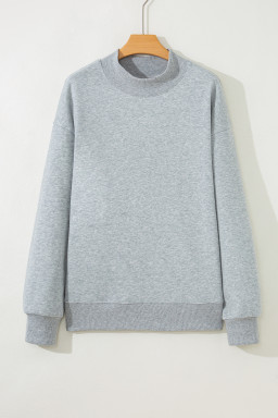 Gray Solid Color Oversized Mock Neck Sweatshirt