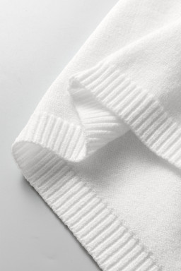 White Solid Color Knit Loose Bracelet Sleeve Dolman Sweater