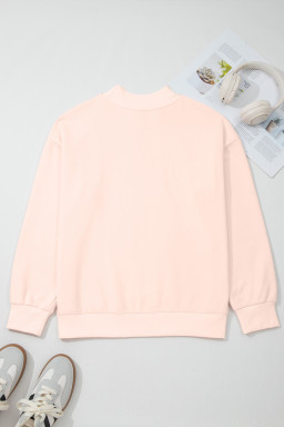 Apricot Pink Cowgirl Element Embroidered Detail Mock Neck Sweatshirt