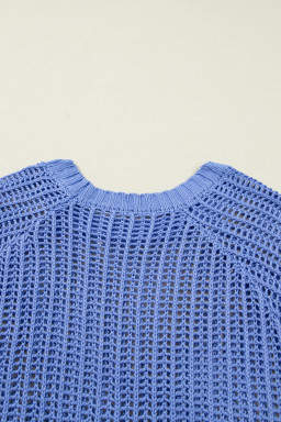 Ashleigh Blue Plus Size Open Knit Bow Tie Short Sleeve Sweater