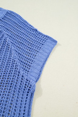Ashleigh Blue Plus Size Open Knit Bow Tie Short Sleeve Sweater