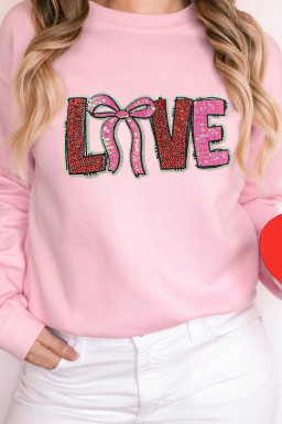 Pink Bow Love Sequin Pattern Valentine Sweatshirt