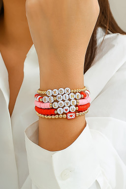 Gold Valentines Love Slogan Multilayer 5pcs Bracelet Set