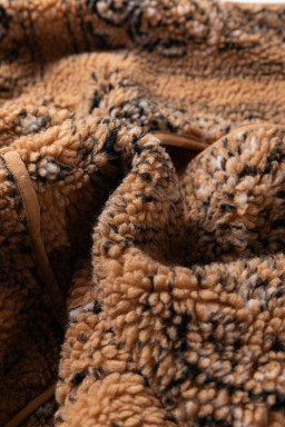 Brown Sherpa Paisley Print Pocketed Western Fashion Vest Jacket