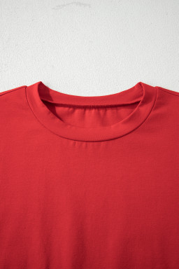 Fiery Red Stars Stripes Short Puff Sleeve Top