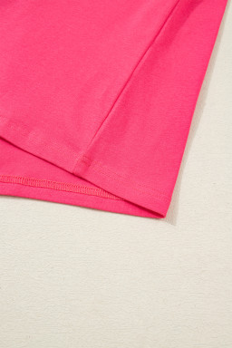 Strawberry Pink Heart Shape Striped Patchwork Long Sleeve Loose Top