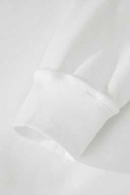 White Oversize Drop Shoulder Reversible Mock Neck Sweatshirt