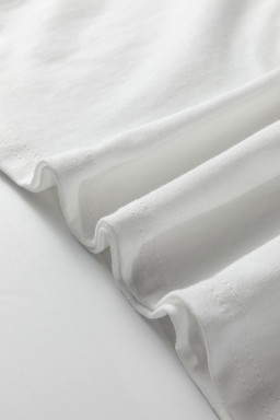 White Leopard Bow Embroidered Cotton Round Neck T Shirt