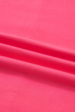 Strawberry Pink Heart Shape Striped Patchwork Long Sleeve Loose Top