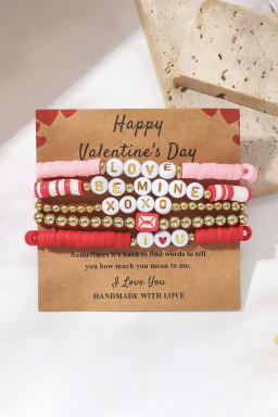Gold Valentines Love Slogan Multilayer 5pcs Bracelet Set