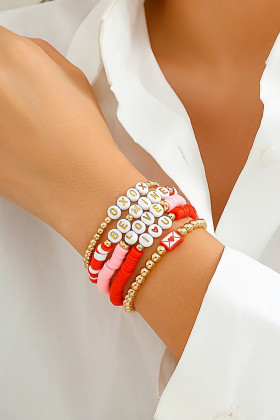 Gold Valentines Love Slogan Multilayer 5pcs Bracelet Set