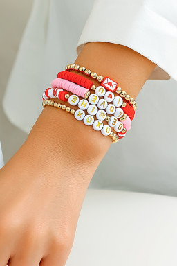 Gold Valentines Love Slogan Multilayer 5pcs Bracelet Set