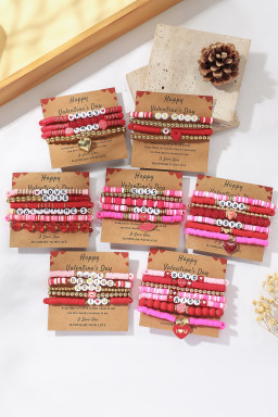 Gold Valentines Love Slogan Multilayer 5pcs Bracelet Set