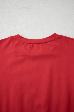 Fiery Red Stars Stripes Short Puff Sleeve Top