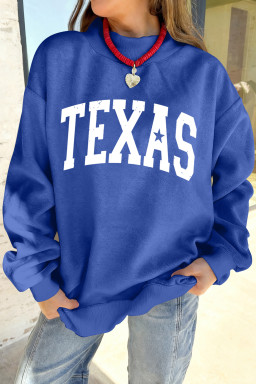 Dark Blue Texas Graphic Mock Neck Reversible Sweatshirt