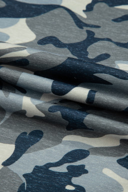 Green Camo Print Crew Neck Short Sleeve Tee