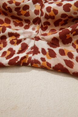 Brown Contrast Trim Leopard Top and Pant Set